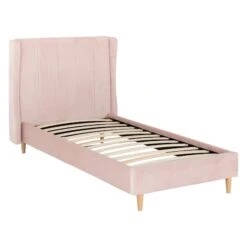 Amelia Pink Velvet Fabric Bed