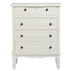 Antoinette 5 Large Drawer Chest White