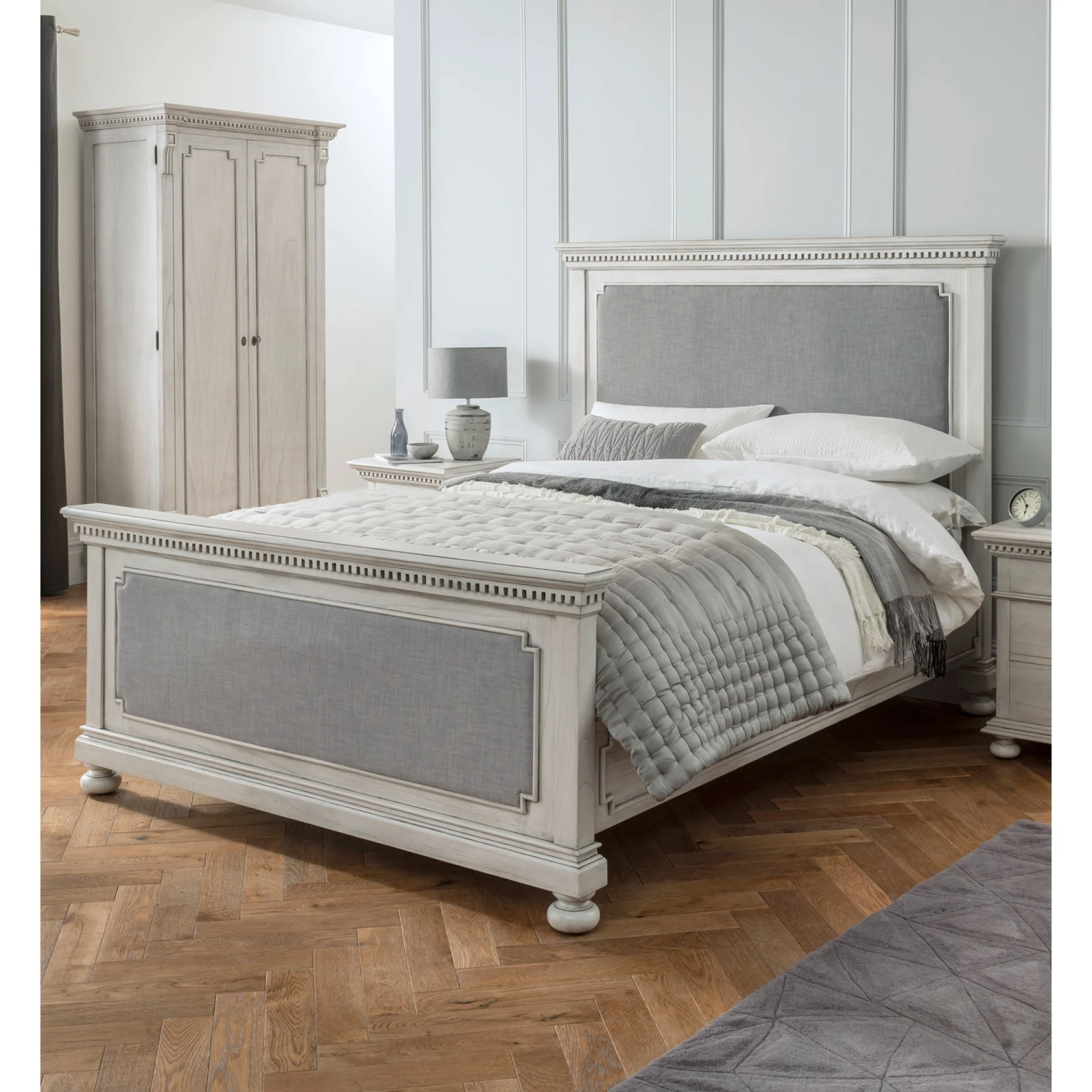 Bakersfield Grey Antique French Style Fabric Bed 3 Bakersfield Grey Antique French Style Fabric Bed