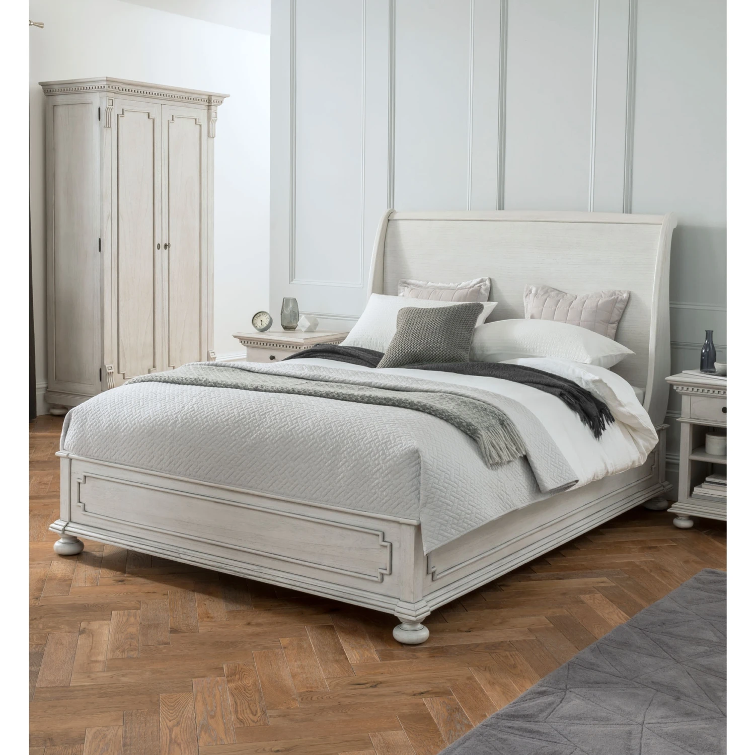 Bakersfield Grey Antique French Style Sleigh Bed 3 Bakersfield Grey Antique French Style Sleigh Bed