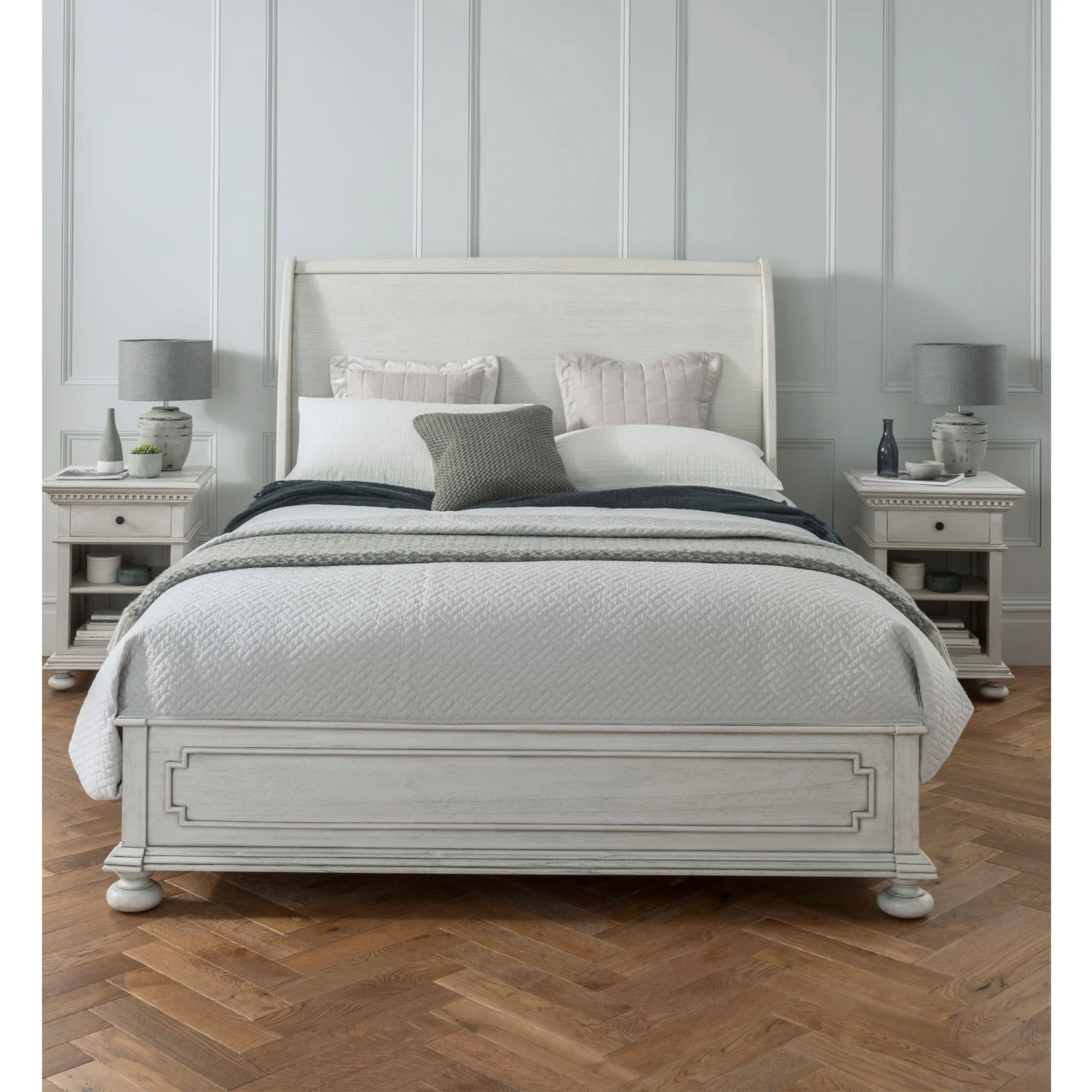 Bakersfield Grey Antique French Style Sleigh Bed 4 Bakersfield Grey Antique French Style Sleigh Bed - Image 2