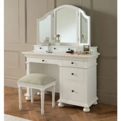 Bakersfield White Antique French Style Dressing Table Set