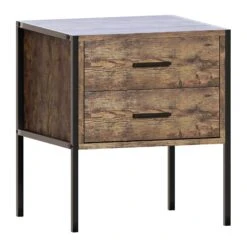 Brooklyn Dark Wood 2 Drawer Bedside Cabinet
