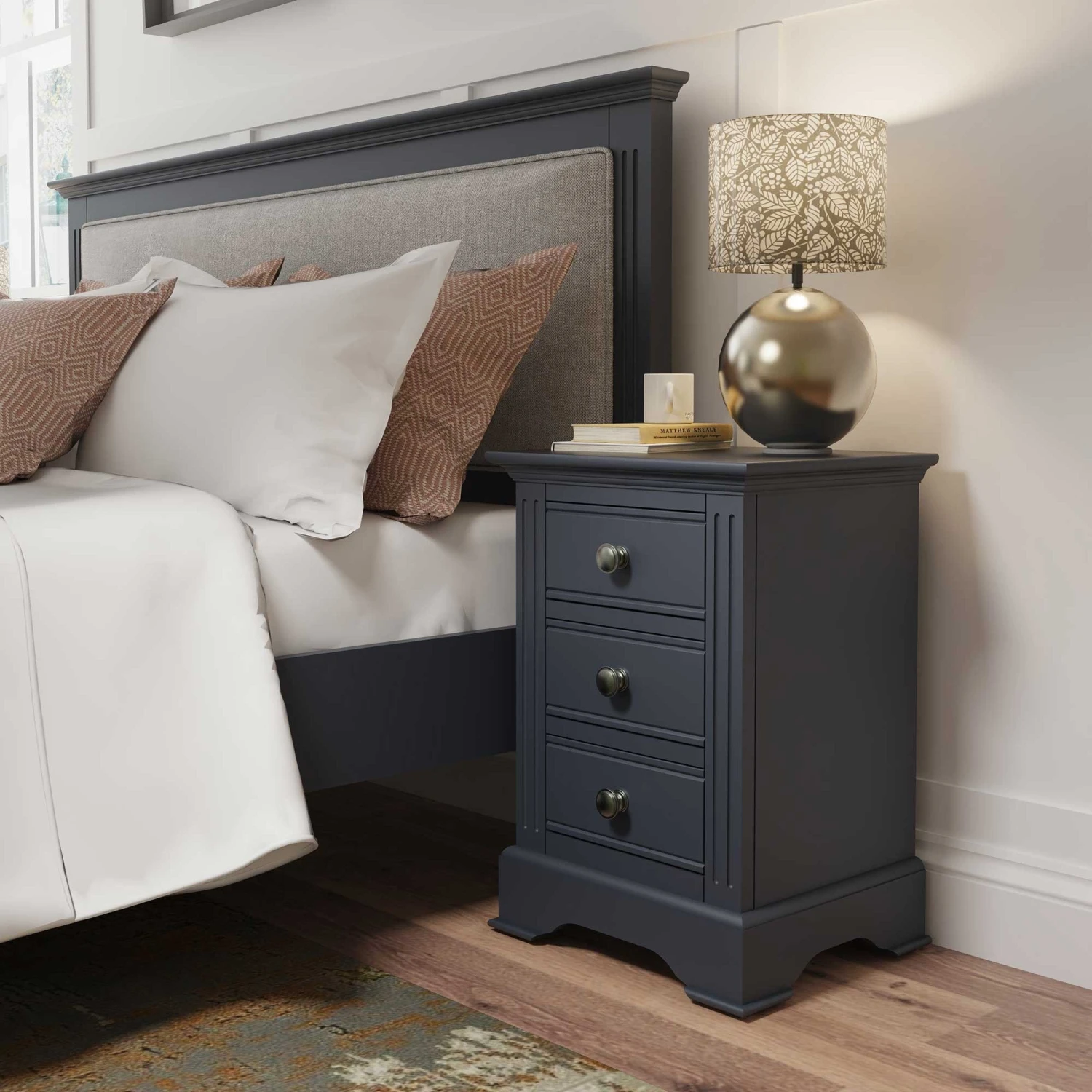 Burlington Midnight Grey 3 Drawer Bedside 3 Burlington Midnight Grey 3 Drawer Bedside