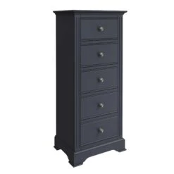 Burlington Midnight Grey 5 Drawer Narrow Chest -Cheap Bed Store burlington midnight grey 5 drawer narrow chest p74507 113624 zoom