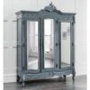 Chloe Antique French Style Grey Triple Wardrobe