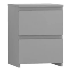 Denver 2 Drawer Grey Bedside Chest