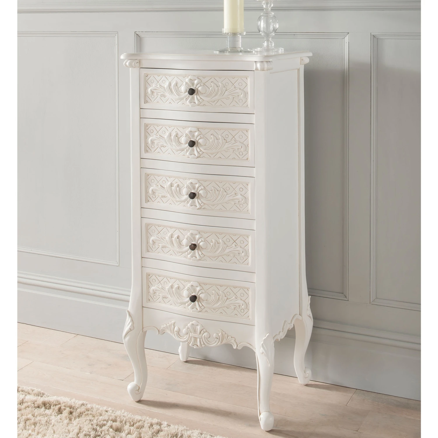 Emmanuelle Antique French Style Tallboy Chest 2 Emmanuelle Antique French Style Tallboy Chest