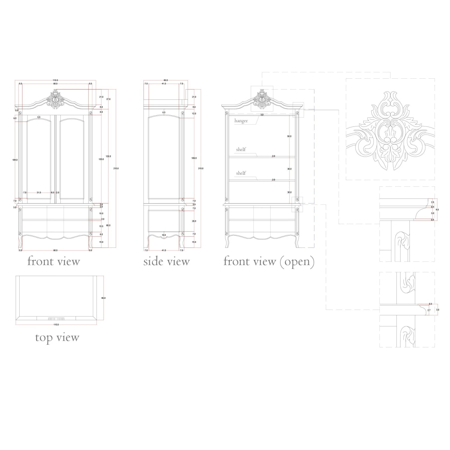 Estelle Antique French Style Wardrobe 7 Estelle Antique French Style Wardrobe - Image 5