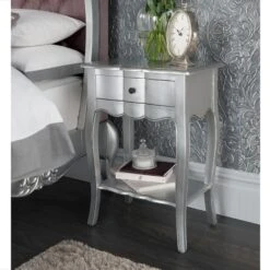 Estelle Silver Antique French Style Bedside Table