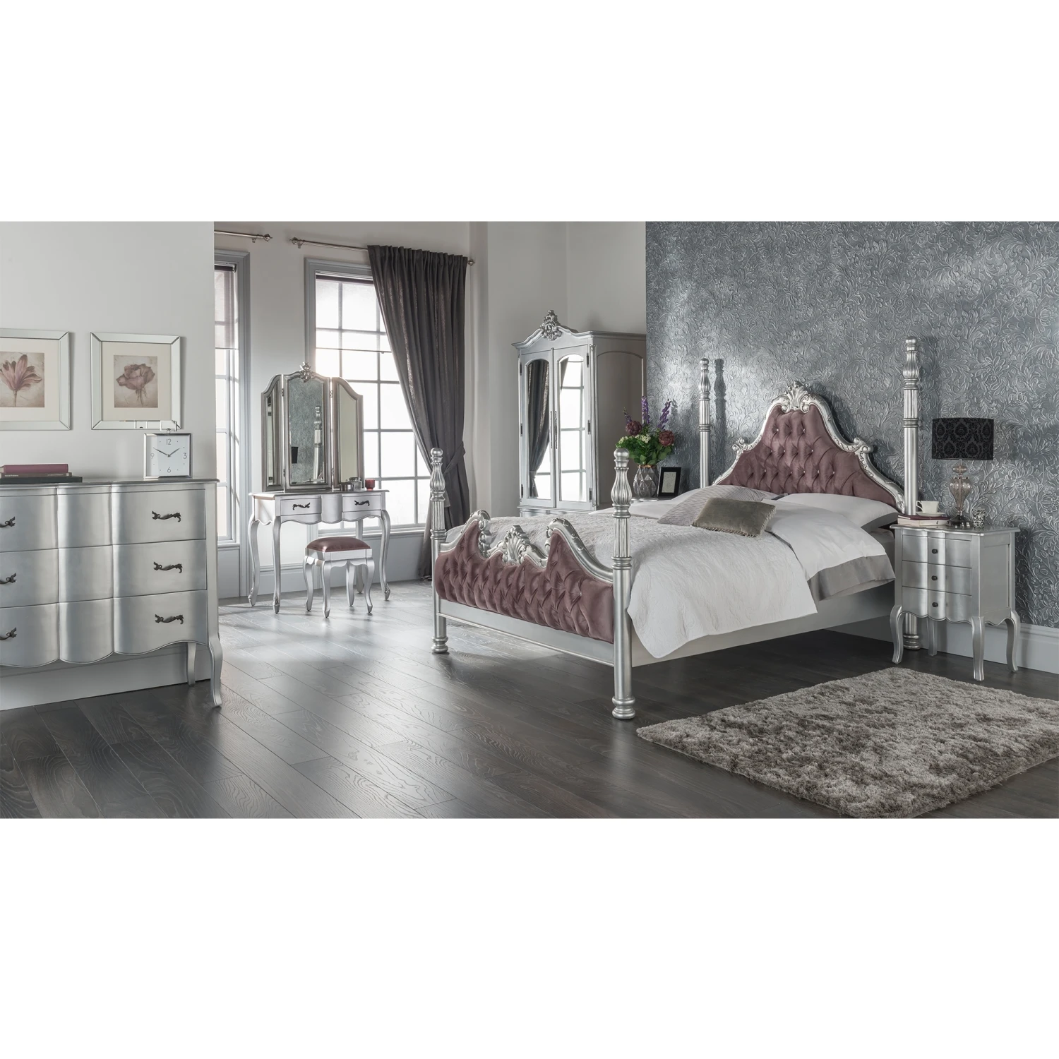 Estelle Silver Antique French Style Chest Of Drawers 4 Estelle Silver Antique French Style Chest Of Drawers - Image 2