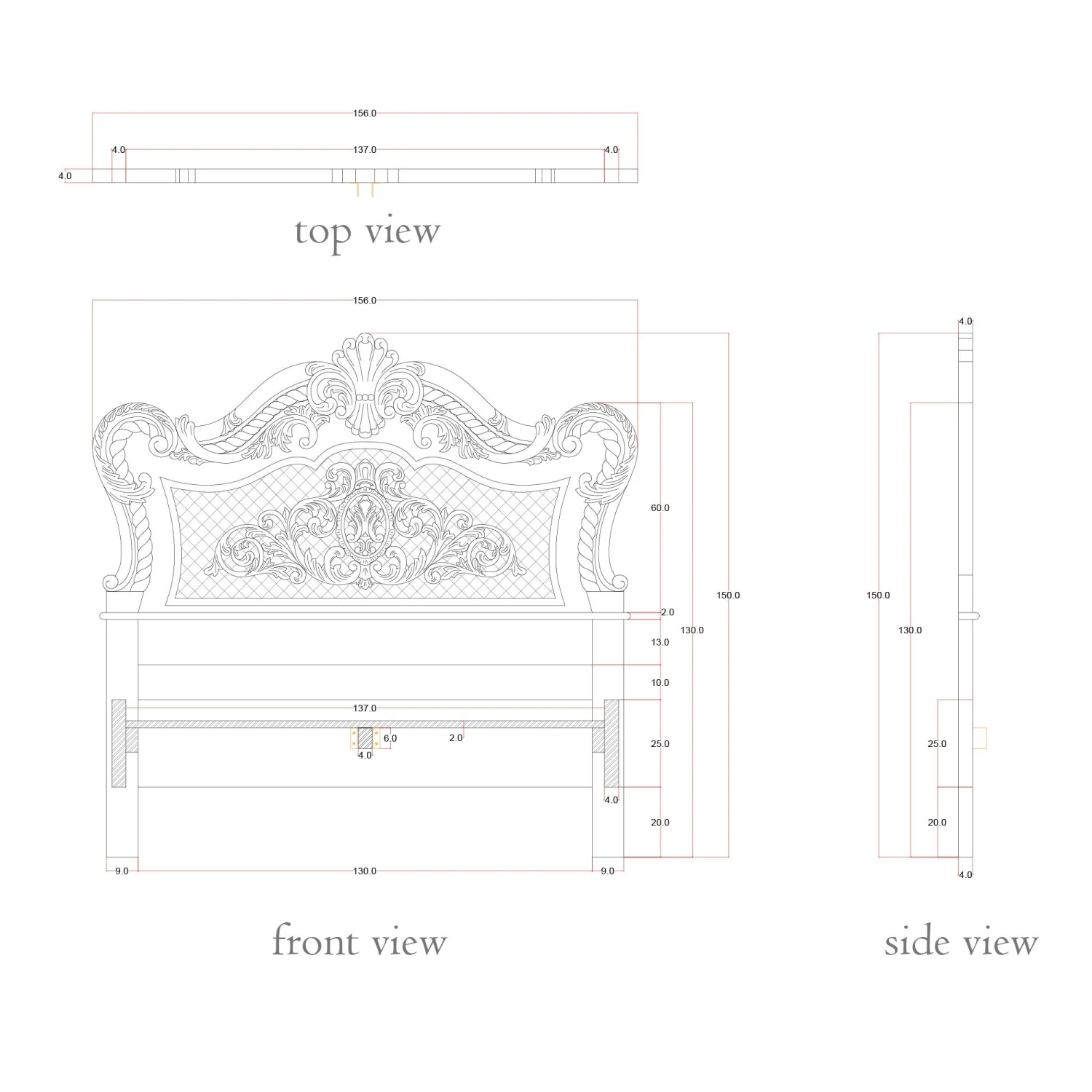 French Style Ornate Carved Bed 4 French Style Ornate Carved Bed - Image 2