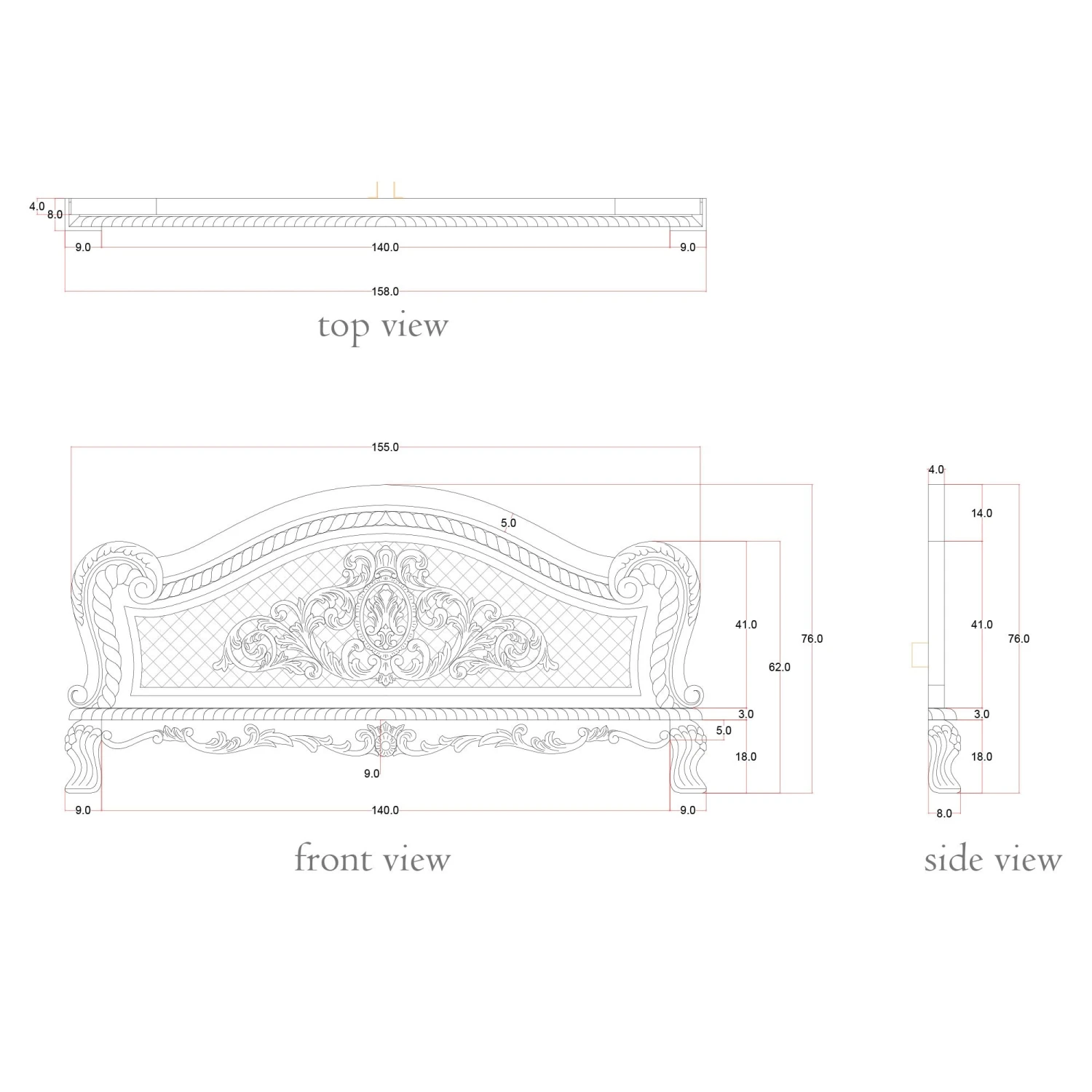 French Style Ornate Carved Bed 5 French Style Ornate Carved Bed - Image 3