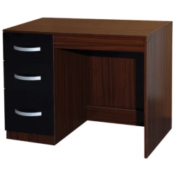Hulio 3 Drawer Dressing Table In High Gloss Black & Walnut