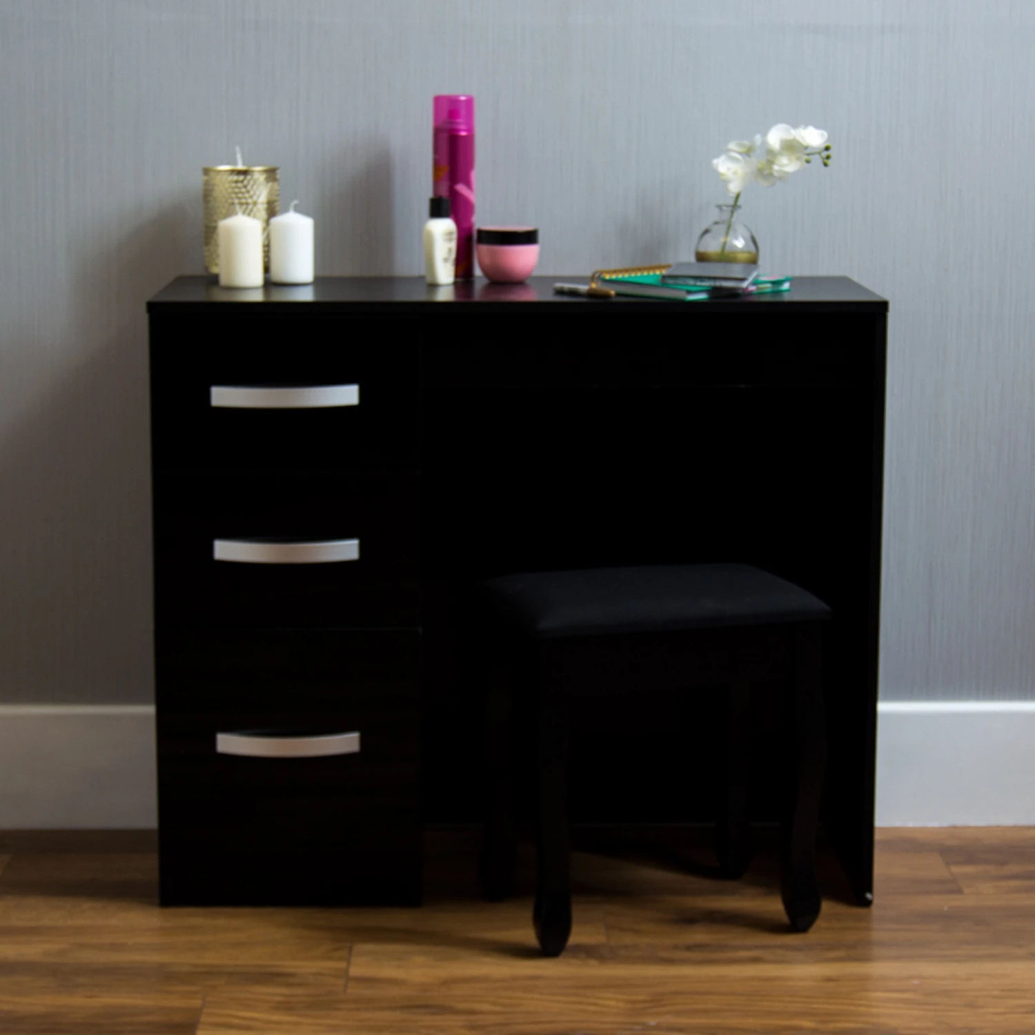 Hulio Black 3 Drawer Dressing Table 4 Hulio Black 3 Drawer Dressing Table - Image 2