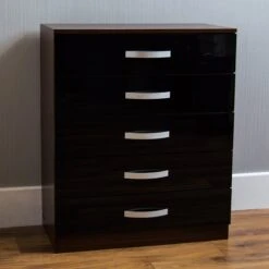 Hulio Black And Walnut 5 Drawer Chest