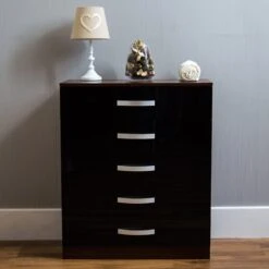 Hulio Black And Walnut 5 Drawer Chest -Cheap Bed Store hulio black and walnut 5 drawer chest p54040 72140 zoom