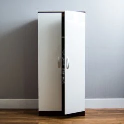 Hulio White And Walnut 2 Door Wardrobe -Cheap Bed Store hulio white and walnut 2 door wardrobe p53654 70017 zoom