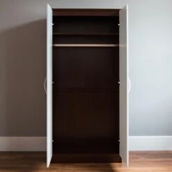 Hulio White And Walnut 2 Door Wardrobe -Cheap Bed Store hulio white and walnut 2 door wardrobe p53654 70019 zoom