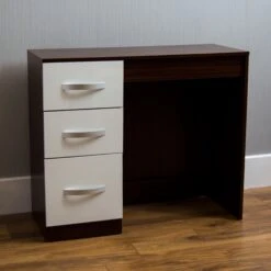 Hulio White And Walnut 3 Drawer Dressing Table -Cheap Bed Store hulio white and walnut 3 drawer dressing table p53855 71231 zoom