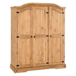 Huxley Distressed Waxed Pine 3 Door Wardrobe