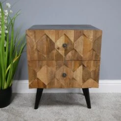 Iron & Mango Wood Industrial Style Bedside Cabinet