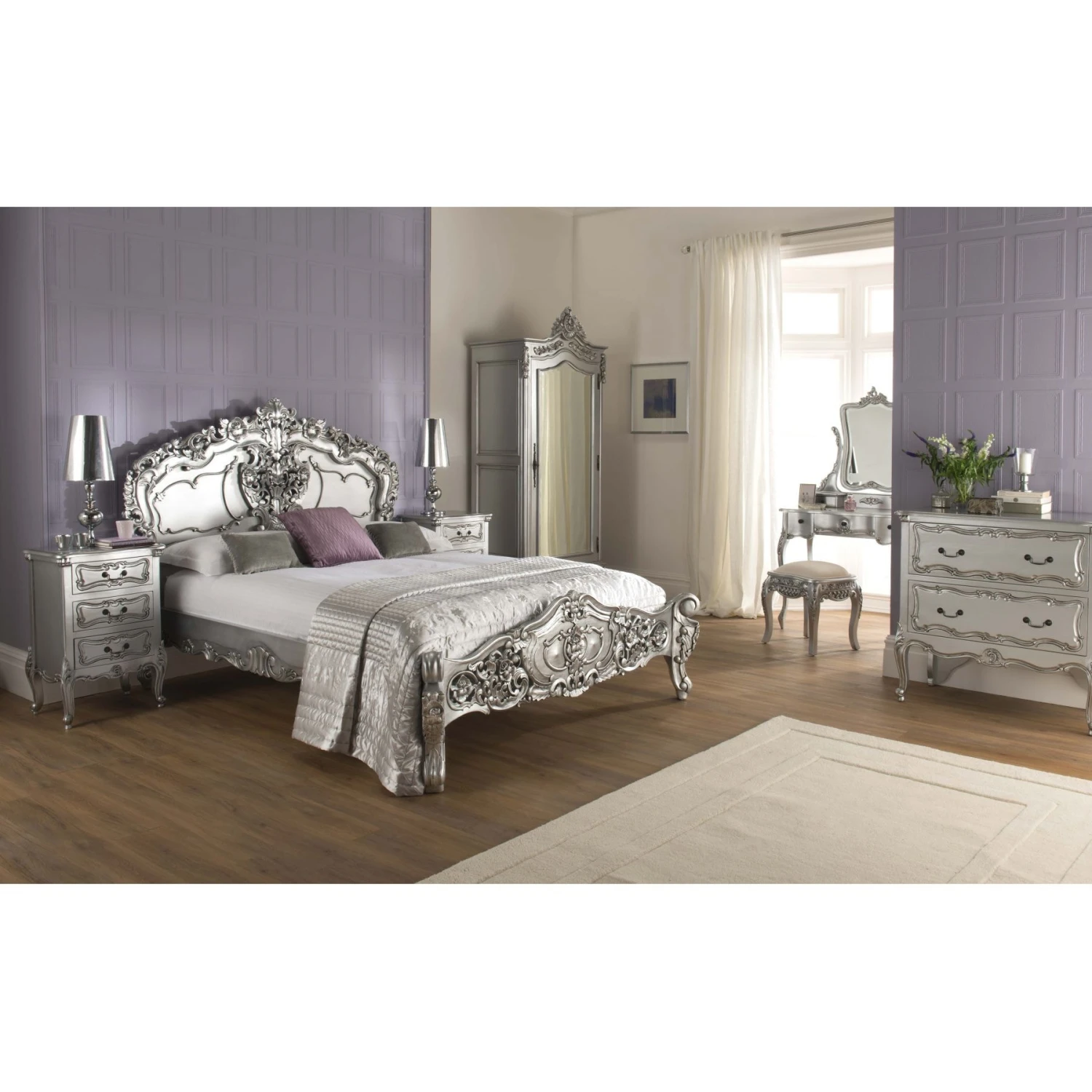 La Rochelle Silver Antique French Style Bed 4 La Rochelle Silver Antique French Style Bed - Image 2