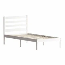 Libra White Wooden Bed