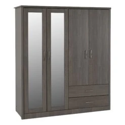 Lisbon Black Wood Grain 4 Door Wardrobe