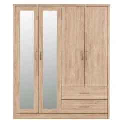 Lisbon Light Oak Effect 4 Door Wardrobe -Cheap Bed Store lisbon light oak effect 4 door wardrobe p80315 157441 zoom