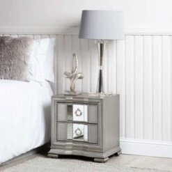 Lucca 2 Drawer Grey Mirrored Cabinet -Cheap Bed Store lucca 2 drawer grey mirrored cabinet p81372 163826 zoom