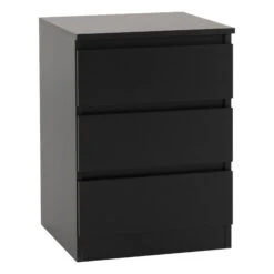Malvern Black 3 Drawer Bedside