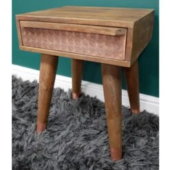 Mango Wood 1 Drawer Bedside With Metal Decoration -Cheap Bed Store mango wood 1 drawer bedside with metal decoration p76914 126226 zoom