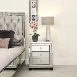 Milano Mirror 3 Drawer Bedside -Cheap Bed Store milano mirror 3 drawer bedside p56267 158981 zoom