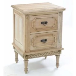 Natural 2 Drawer Vintage Bedside