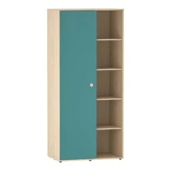 Neptune Blue & Oak 1 Door Wardrobe