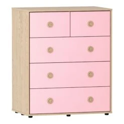 Neptune Pink & Oak 5 Drawer Chest