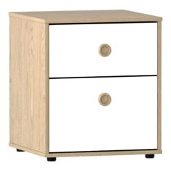 Neptune White & Oak 2 Drawer Bedside Table