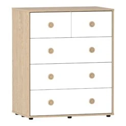 Neptune White & Oak 5 Drawer Chest