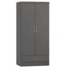 Nevada 3D Effect Grey 2 Door 1 Drawer Wardrobe -Cheap Bed Store nevada 3d effect grey 2 door 1 drawer wardrobe p76434 122794 zoom