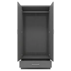 Nevada 3D Effect Grey 2 Door 1 Drawer Wardrobe -Cheap Bed Store nevada 3d effect grey 2 door 1 drawer wardrobe p76434 122796 zoom