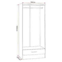 Nevada 3D Effect Grey 2 Door 1 Drawer Wardrobe -Cheap Bed Store nevada 3d effect grey 2 door 1 drawer wardrobe p76434 123067 zoom