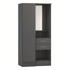 Nevada 3D Effect Grey Vanity 1 Door Wardrobe