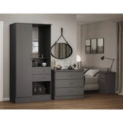 Nevada 3D Effect Grey Vanity 1 Door Wardrobe -Cheap Bed Store nevada 3d effect grey vanity 1 door wardrobe p80446 158113 zoom