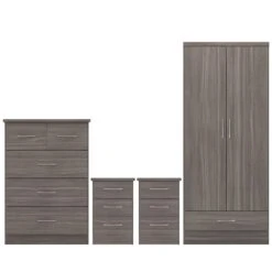 Nevada Black 2 Door 1 Drawer Wardrobe Bedroom Set