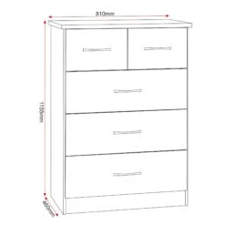 Nevada Black 3+2 Drawer Chest -Cheap Bed Store nevada black 3 2 drawer chest p76472 123083 zoom