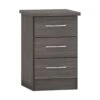 Nevada Black 3 Drawer Bedside