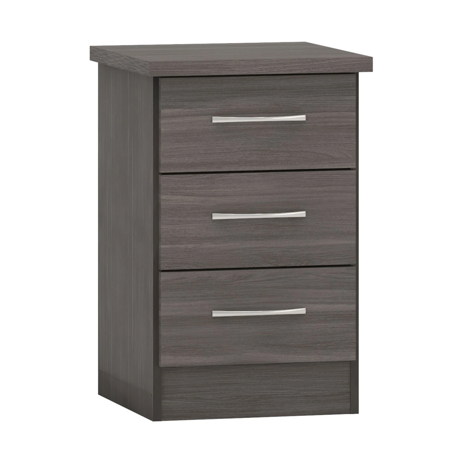 Nevada Black 3 Drawer Bedside 3 Nevada Black 3 Drawer Bedside