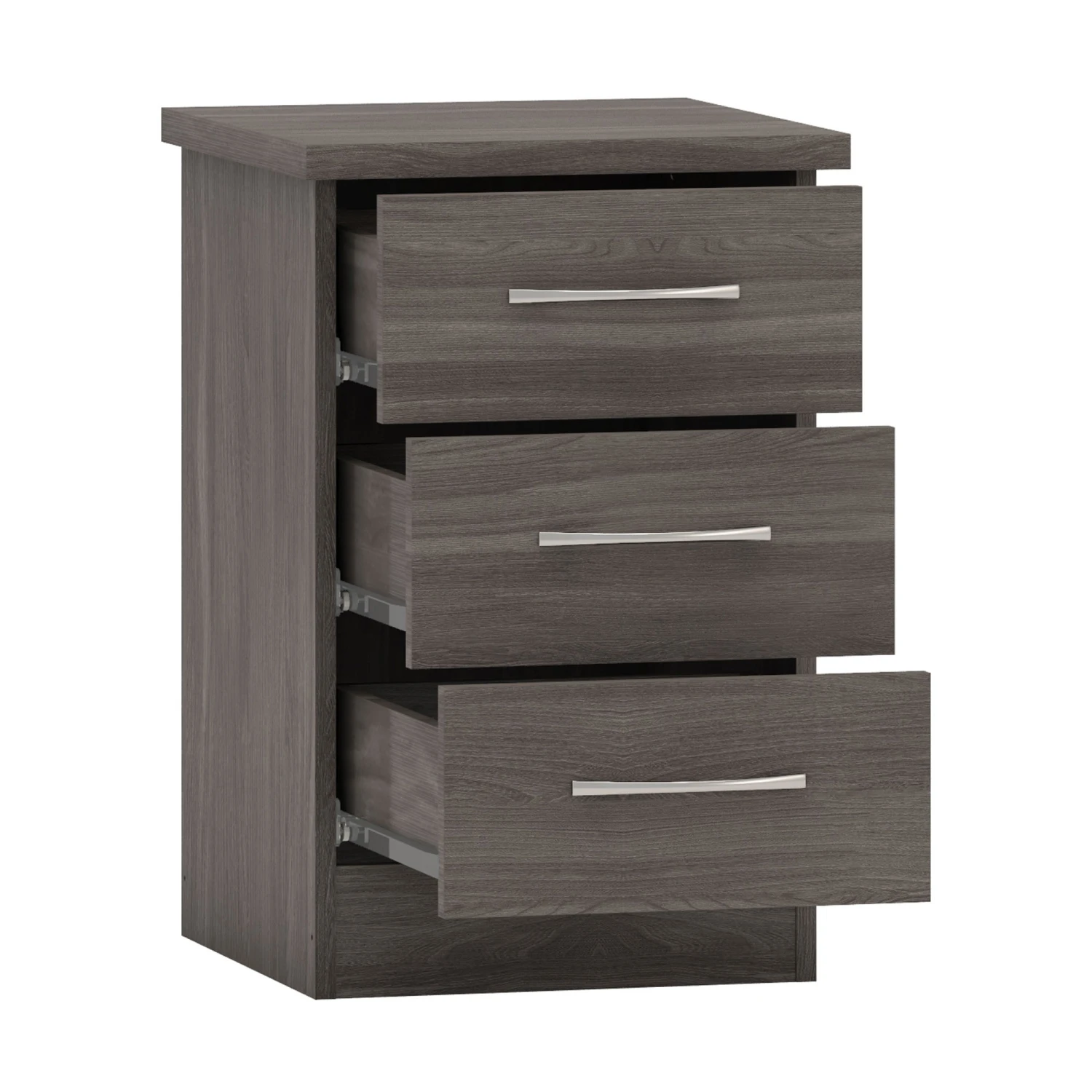Nevada Black 3 Drawer Bedside 4 Nevada Black 3 Drawer Bedside - Image 2