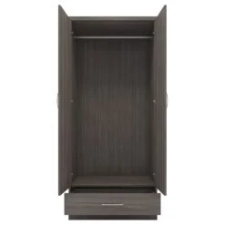 Nevada Black Wood Grain Mirrored 2 Door 1 Drawer Wardrobe -Cheap Bed Store nevada black wood grain mirrored 2 door 1 drawer wardrobe p76711 124433 zoom